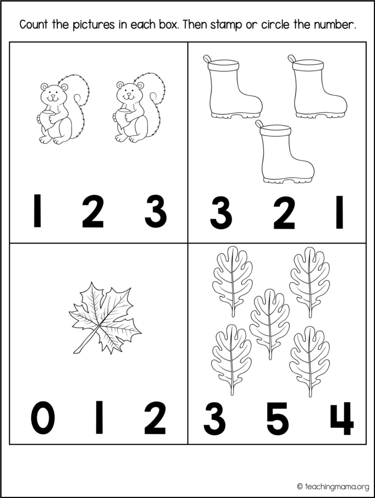 Fall Math Packet For Preschoolers