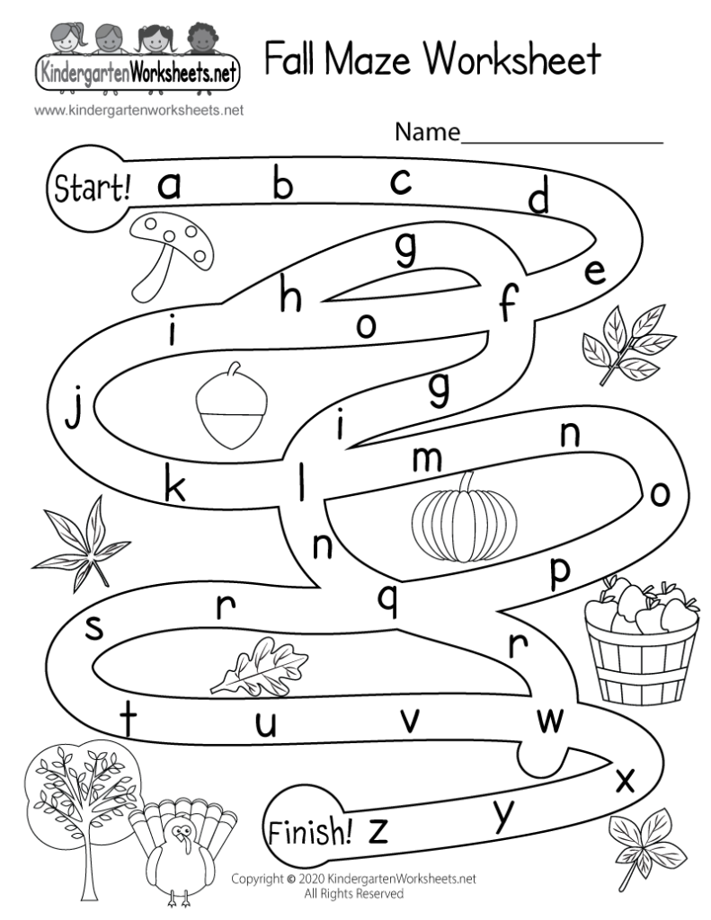Fall Maze Activity Worksheet For Kindergarten Free Printable Digital PDF
