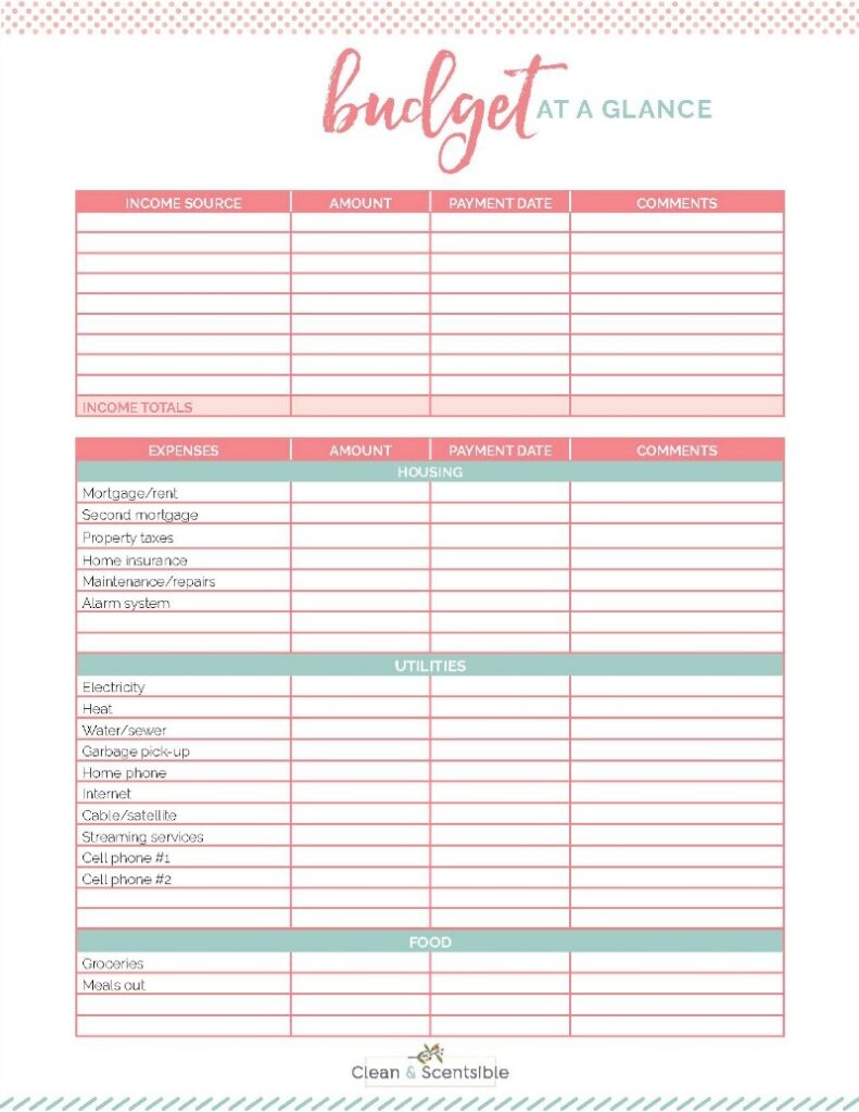 Family Binder Budgeting Printables Clean And Scentsible
