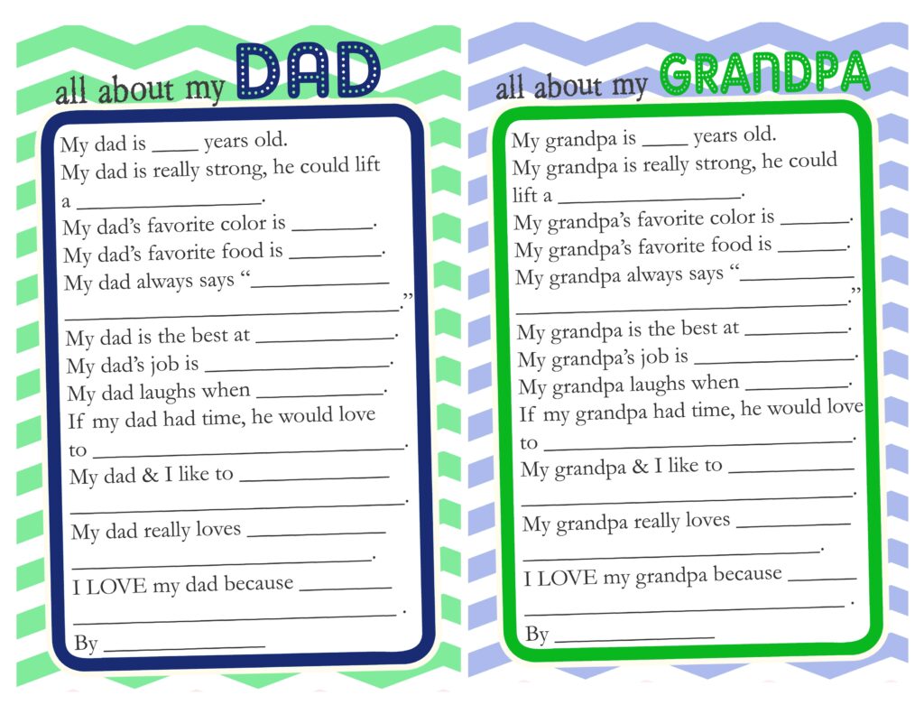 Free Printable Father's Day Questionnaire