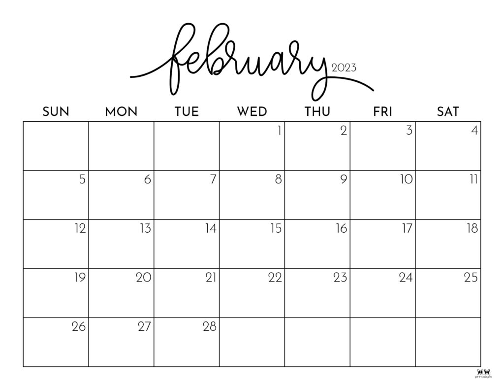 February 2023 Calendars 50 FREE Printables Printabulls