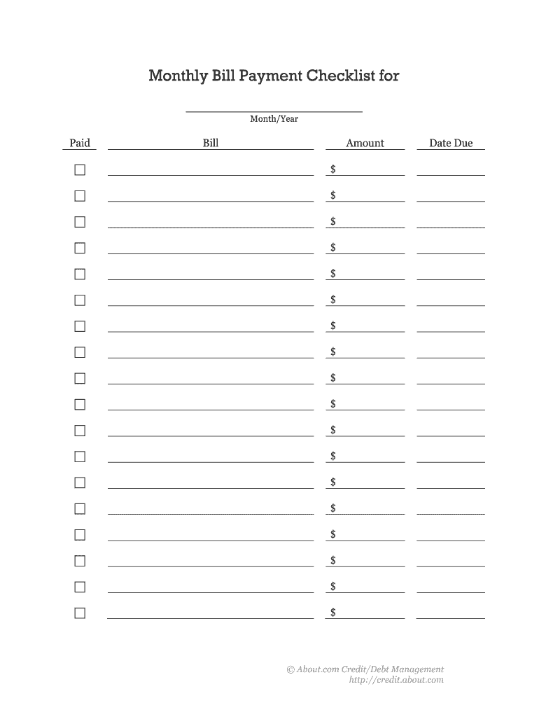 Fillable Monthly Bill Tracker Fill Out Sign Online DocHub