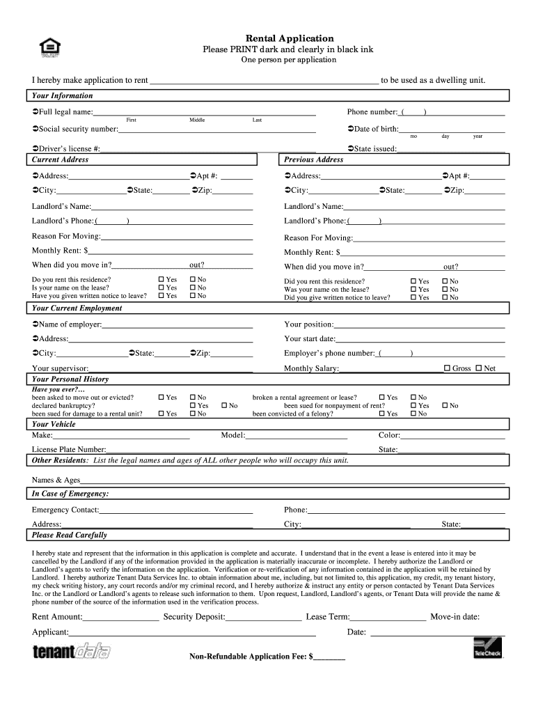 Fillable Rental Application Fill Out Sign Online DocHub