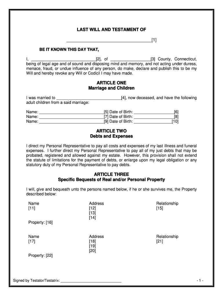 Free Blank Printable Will Forms