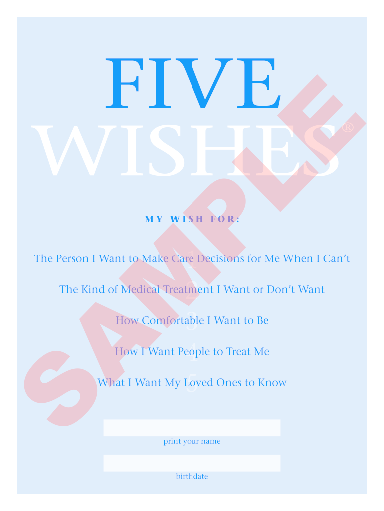 Five Wishes Document Fill Out Sign Online DocHub