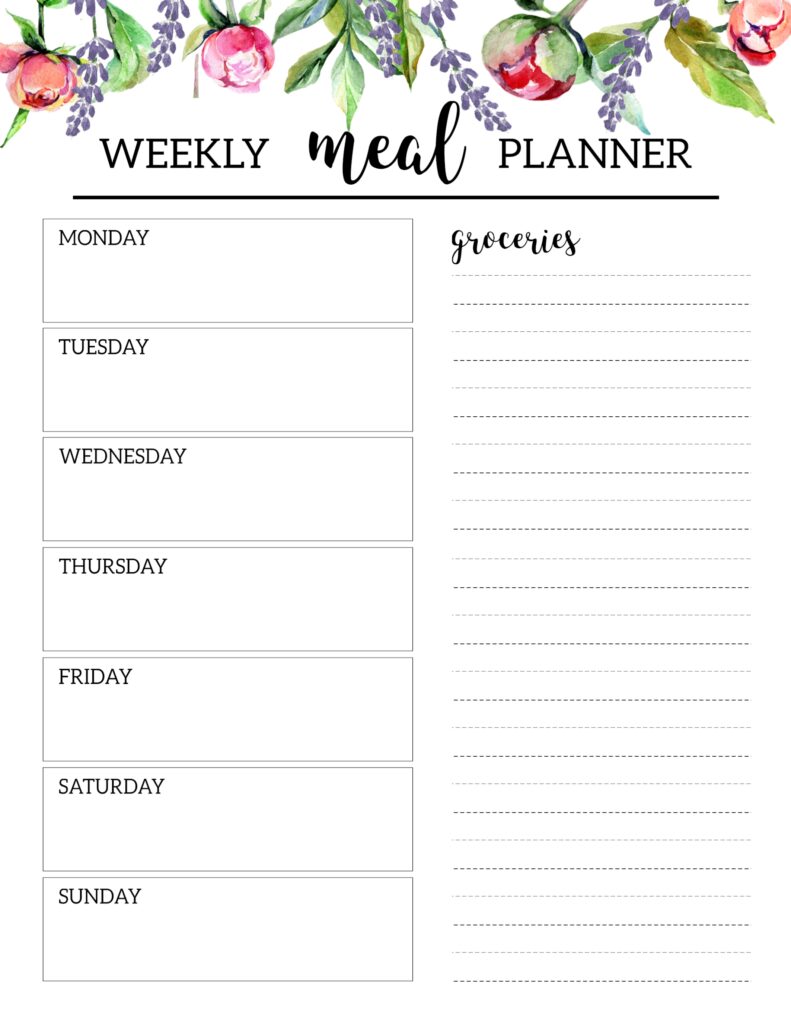 Printable Meal Planner Template Free