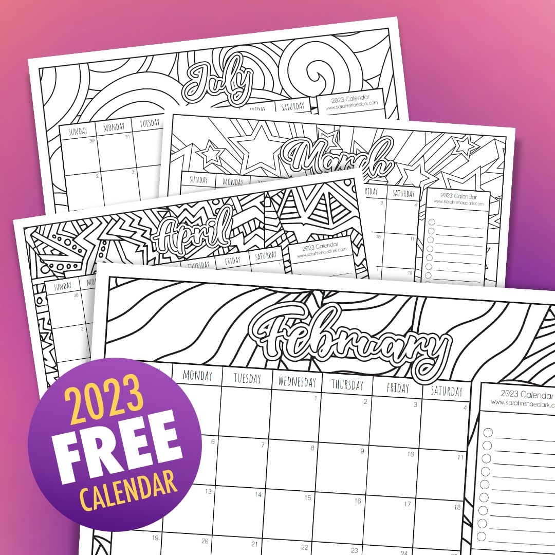 Printable Coloring Calendar 2023