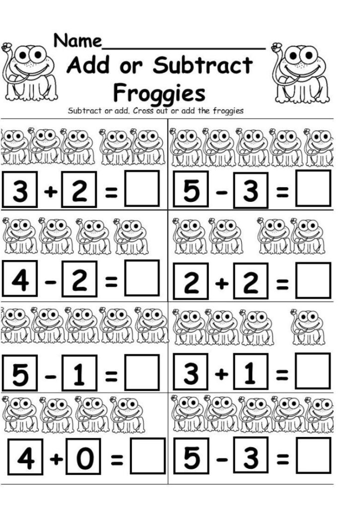 Free Addition And Subtraction Worksheet Kindermomma Kindergarten Math Worksheets Free Kindergarten Addition Worksheets Kindergarten Math Free