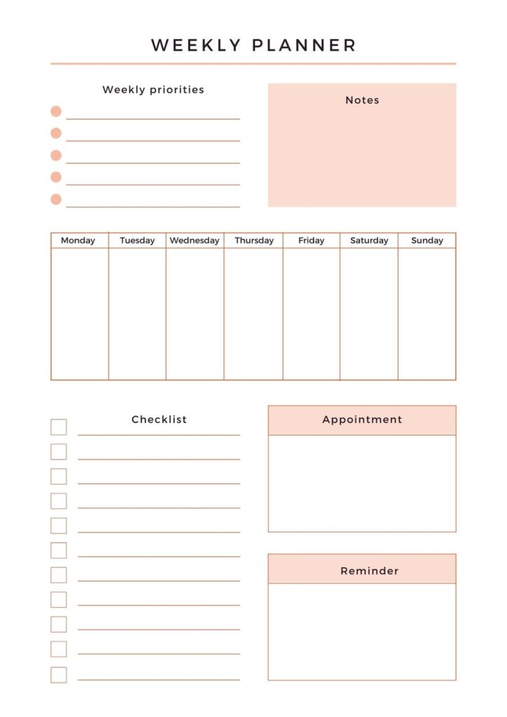 Free And Customizable Weekly Planner Templates Canva