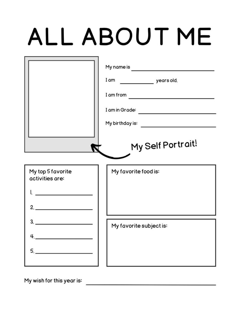 All About Me Free Printable Pdf