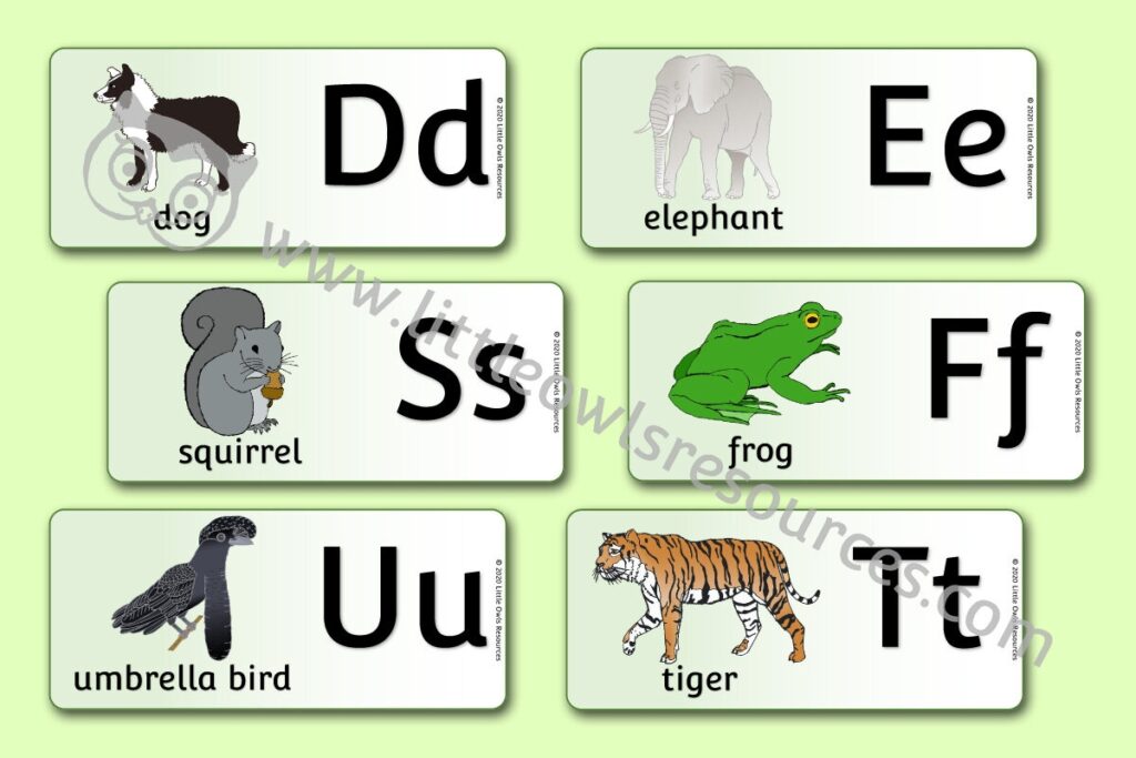 FREE Animal Horizontal Flash Cards Both Cases Printable Early Years EY EYFS Resources downloads Little Owls Resources FREE