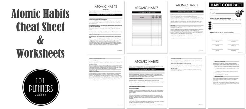 FREE Atomic Habits Cheat Sheet Worksheets Scorecard