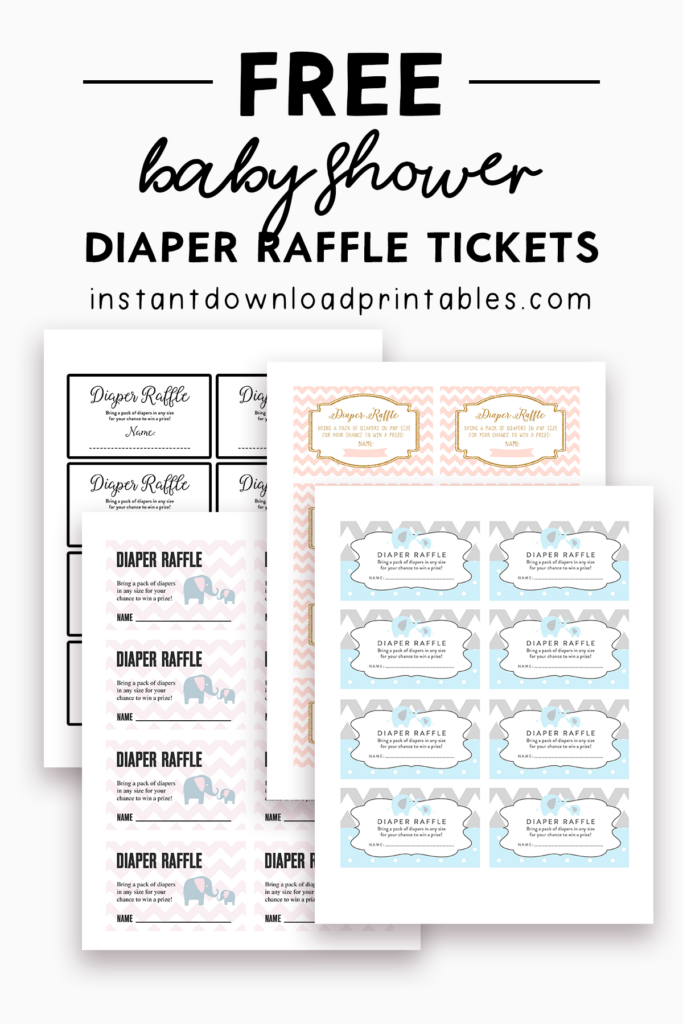 Free Baby Shower Diaper Raffle Tickets Instant Download Printable Instant Download Printables