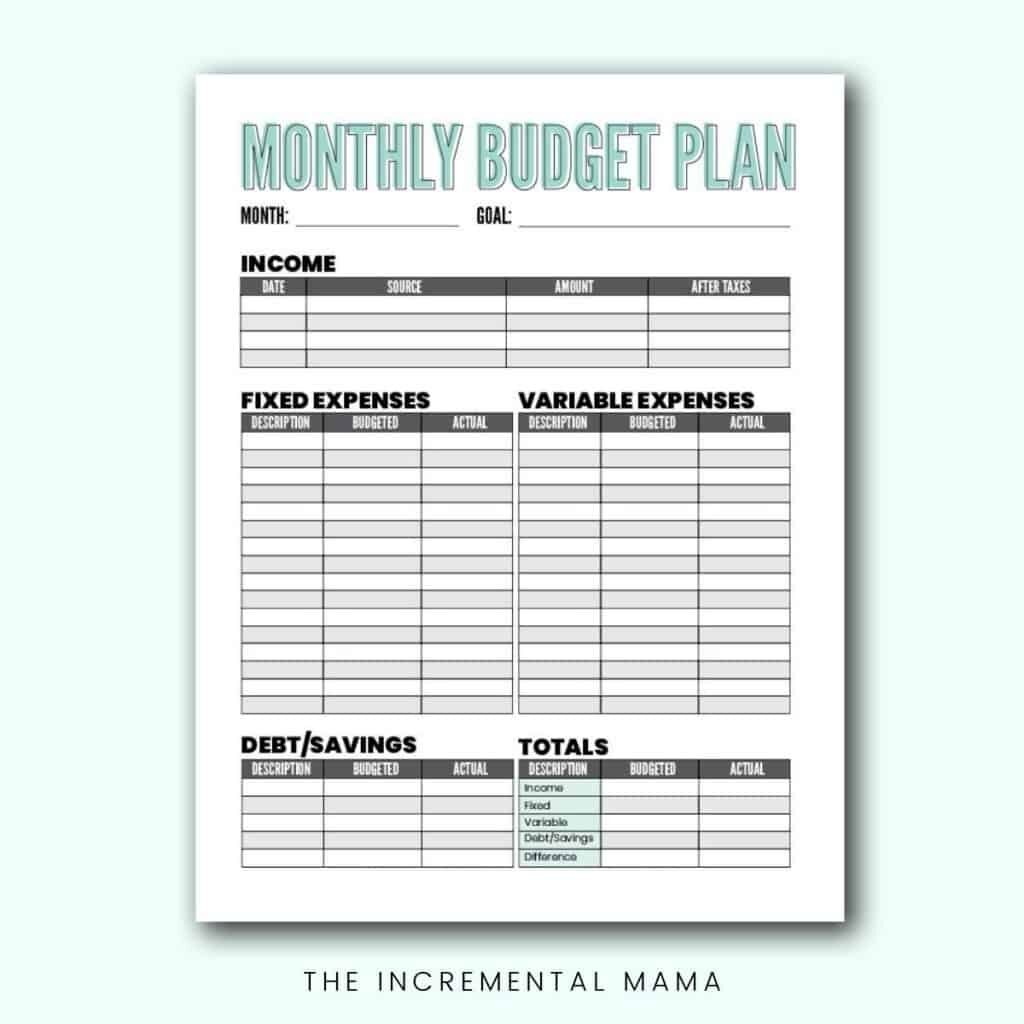 Free Printable Budget Sheet