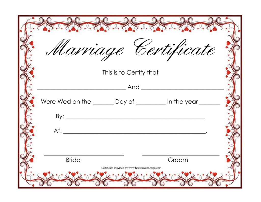 Free Blank Marriage Certificates Printable Marriage Certificate Hearts Marriage Certific Certificate Templates Marriage Certificate Gift Certificate Template