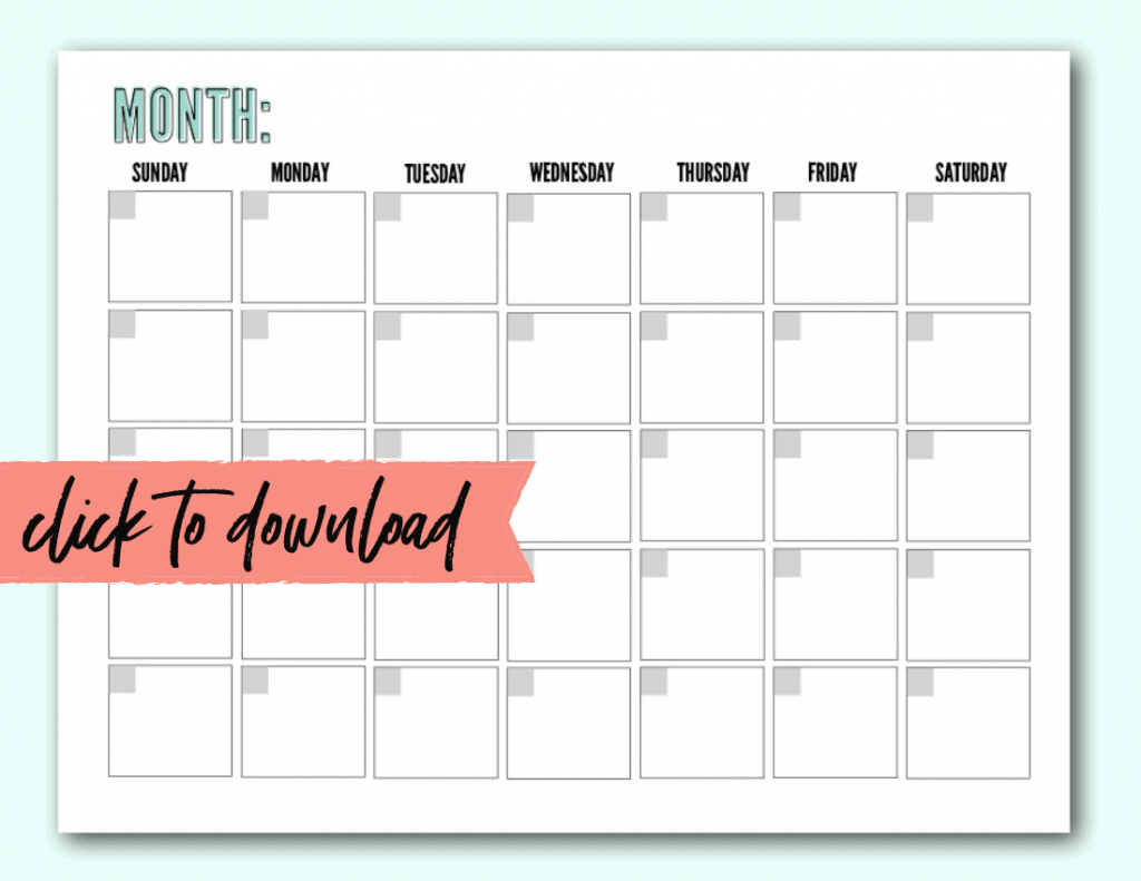 Free Blank Monthly Calendar Template PDF The Incremental Mama