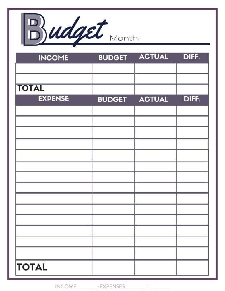 Free Budget Worksheets Single Moms Income