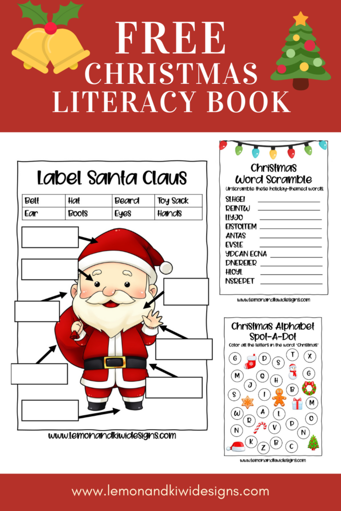 Free Christmas Literacy Printable Activity Book Lemon Kiwi Designs