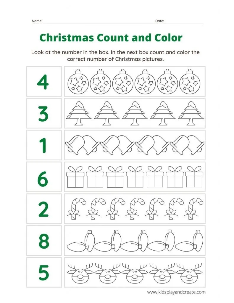 Free Christmas Worksheets For Preschool And Kindergarten