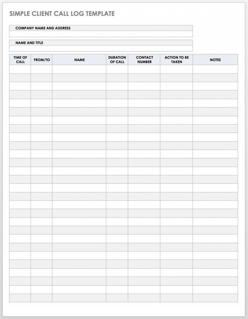 Free Client Call Log Templates Smartsheet