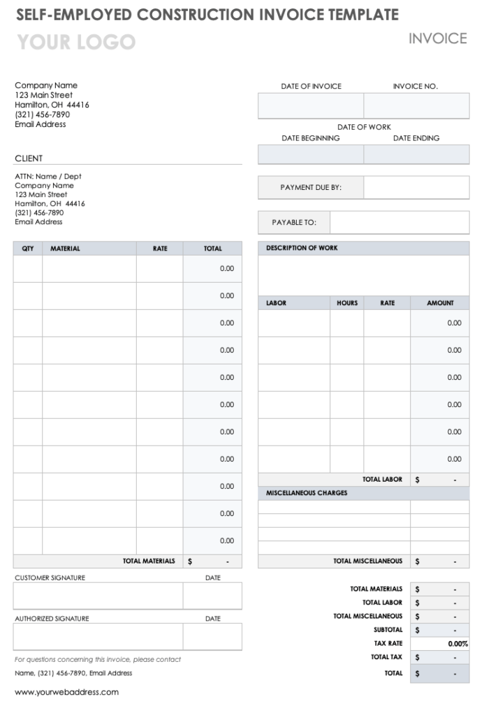 Free Construction Invoice Templates Smartsheet