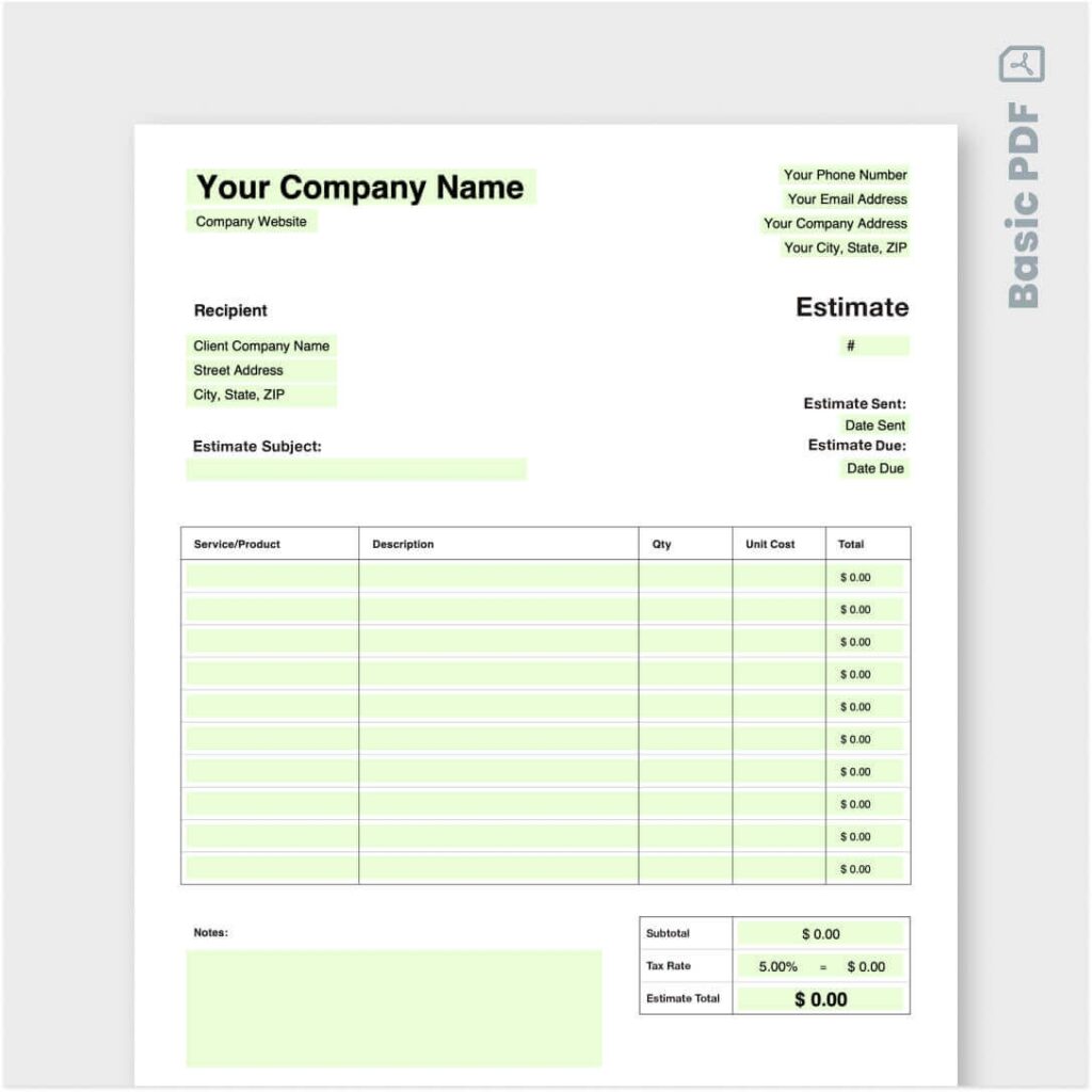 Free Contractor Estimate Template Customize Download Now Jobber