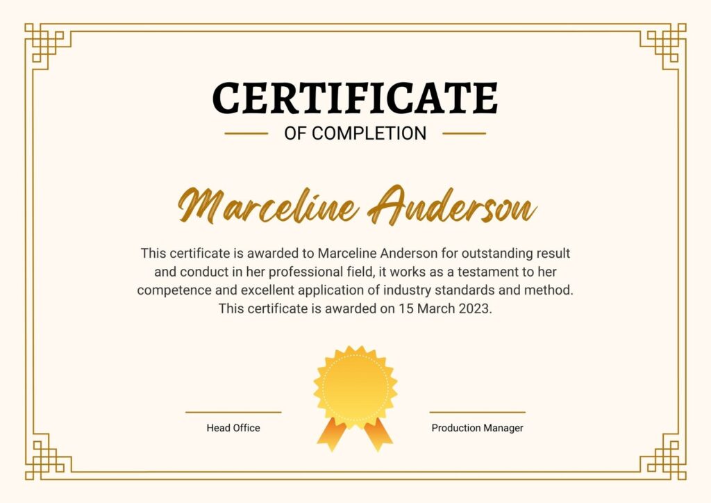 Free Custom Printable Certificate Of Completion Templates Canva