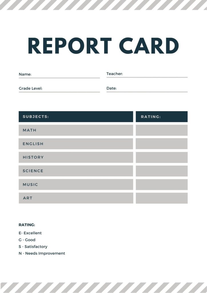 Free Custom Printable Homeschool Report Card Templates Canva