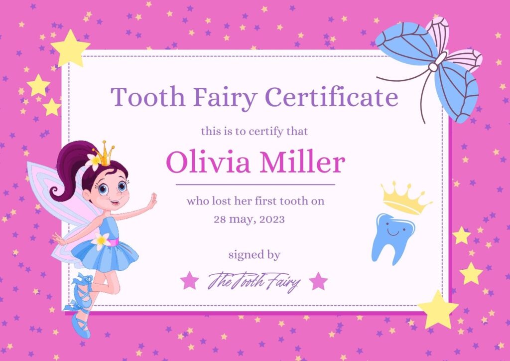 Free Customizable Tooth Fairy Certificate Templates Canva
