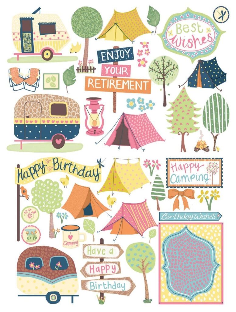 Free Cute Camping Patterned Papers Scrapbook Printables Free Scrapbook Printables Scrapbook Stickers