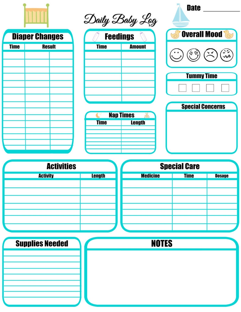 Free Daily Baby Log Printable Keep Track Of Feedings Diaper Changes And More Ten At The Table