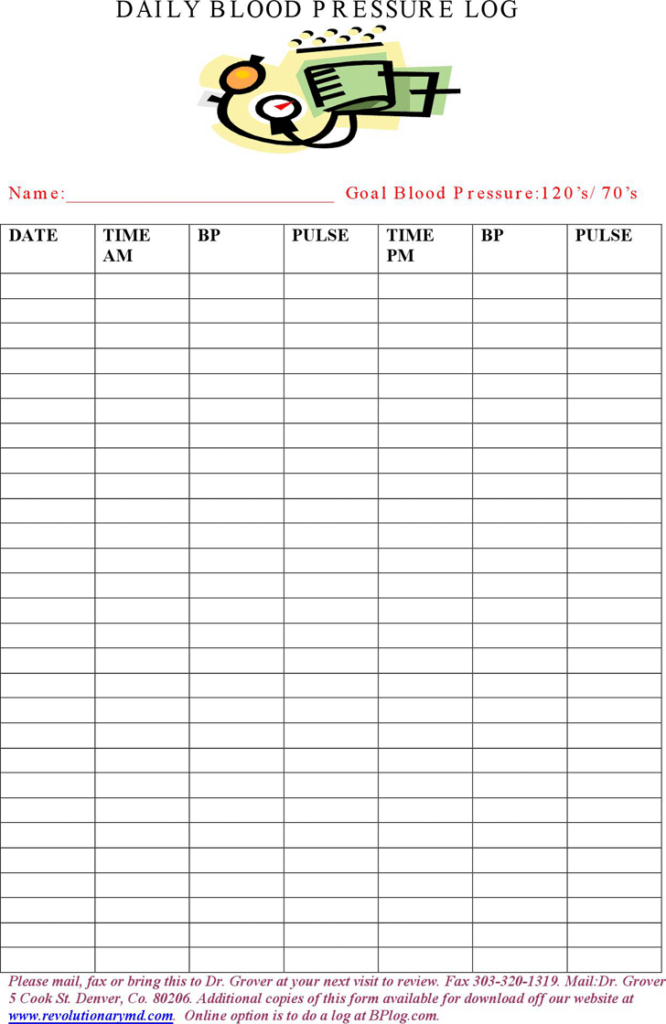 Pdf Daily Free Printable Blood Pressure Log Sheets