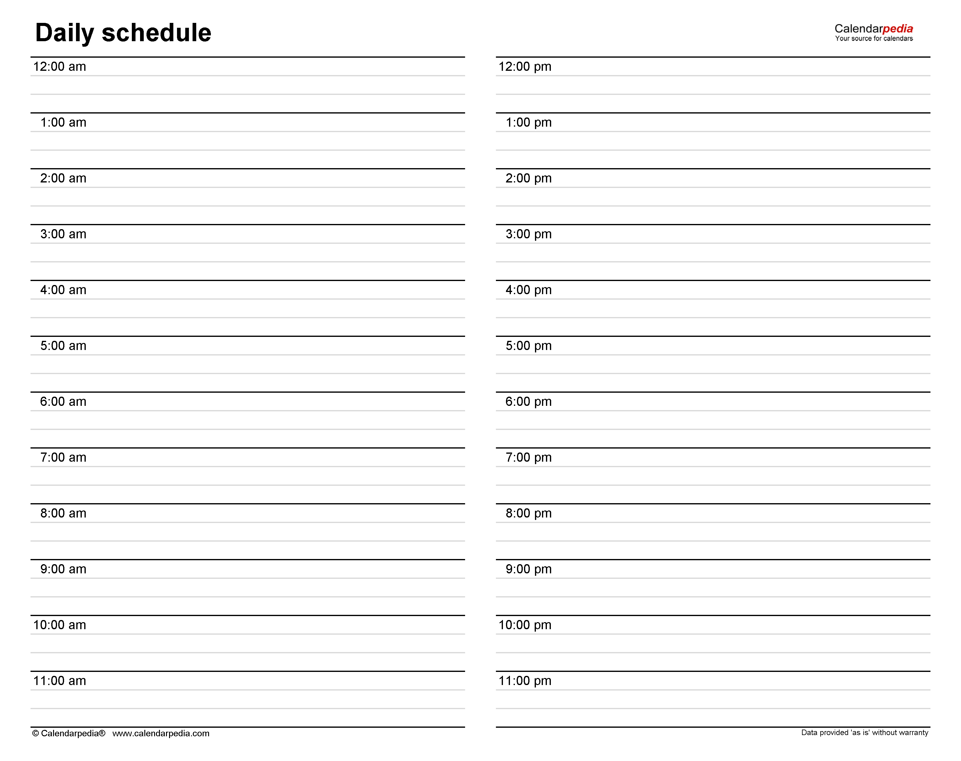 Free Daily Schedules In PDF Format 30 Templates