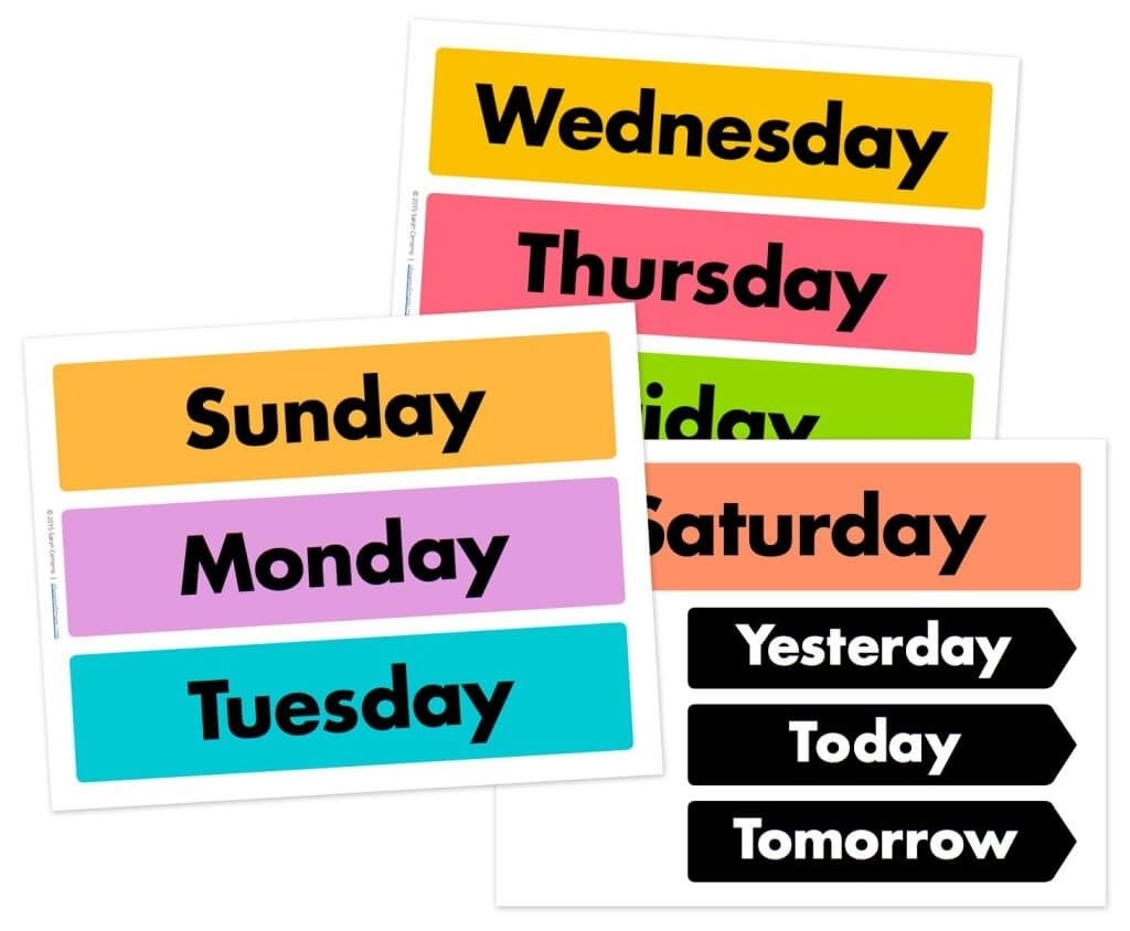 Free Printable Days Of The Week Labels