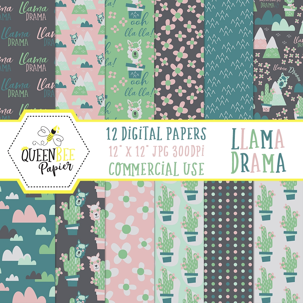 Free Digital And Printable Llama Scrapbook Paper Glitter N Spice