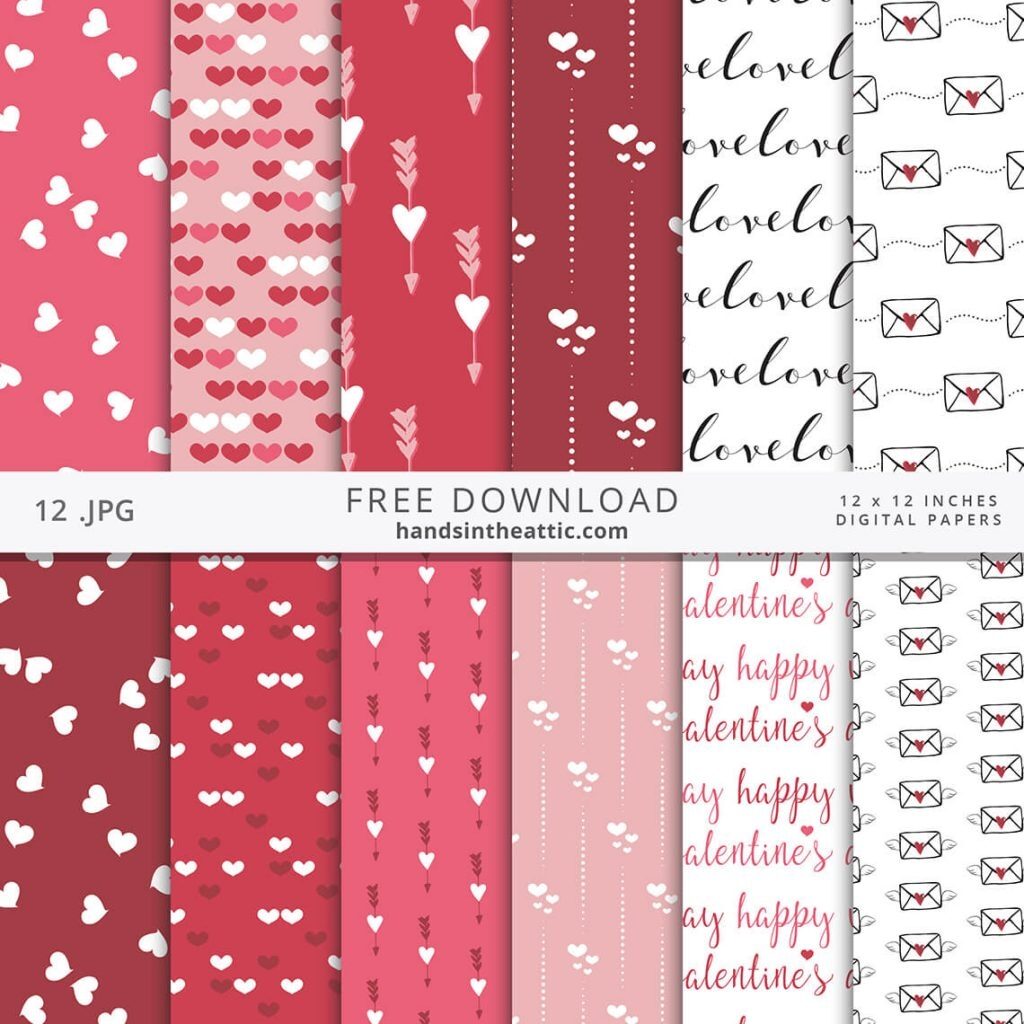 Free Digital Scrapbook Papers Hearts Love Valentine s Day Hands In The Attic