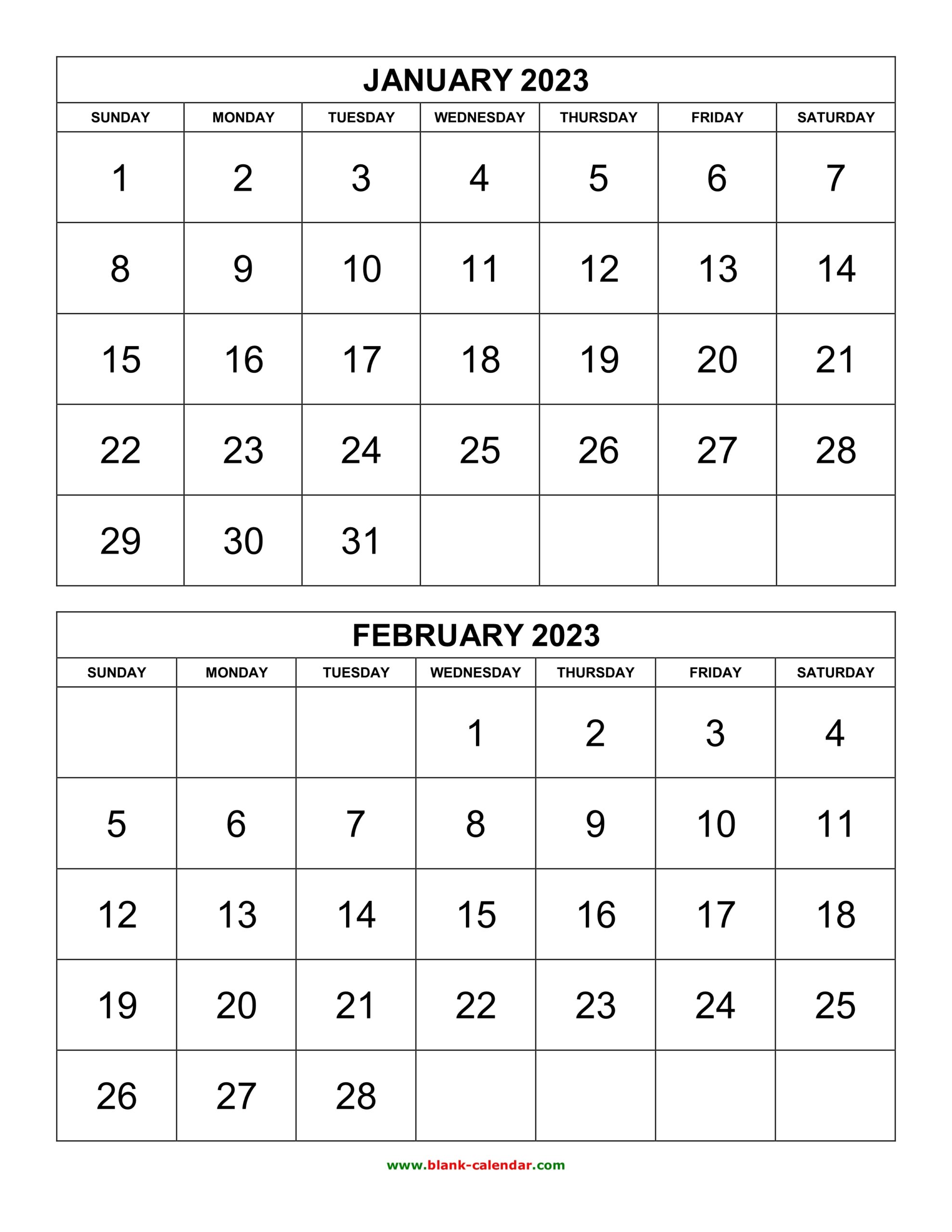 Free Download Printable Calendar 2023 2 Months Per Page 6 Pages vertical 