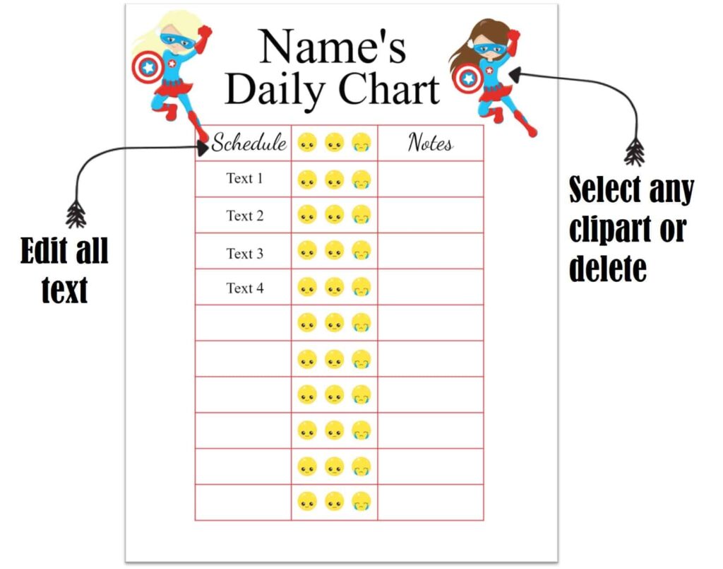 Free Printable Daily Behavior Chart