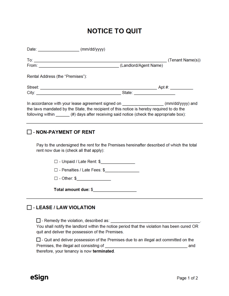 Free Eviction Notice Printable