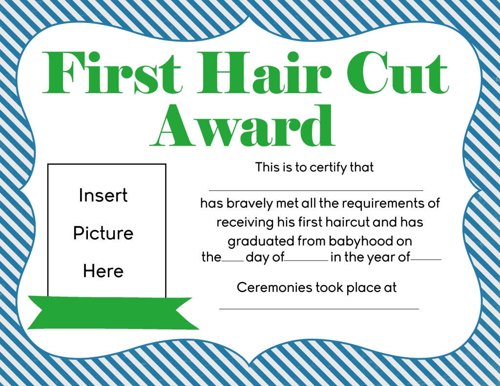 Free Printable Blank First Haircut Certificate