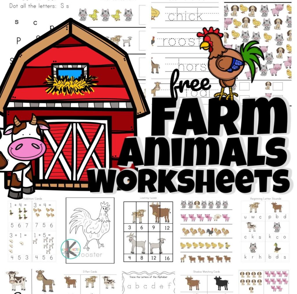  FREE FREE Printable Farm Animals Worksheet Pack For Kindergarten