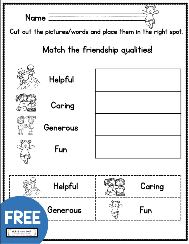 FREE Friendship Printables Social Emotional Learning Homeschool Worksheets Free Kindergarten Lessons