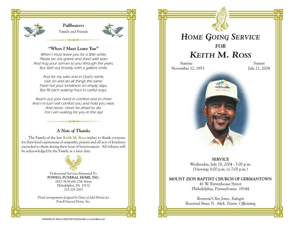 Downloadable Printable Free Blank Funeral Program Templates