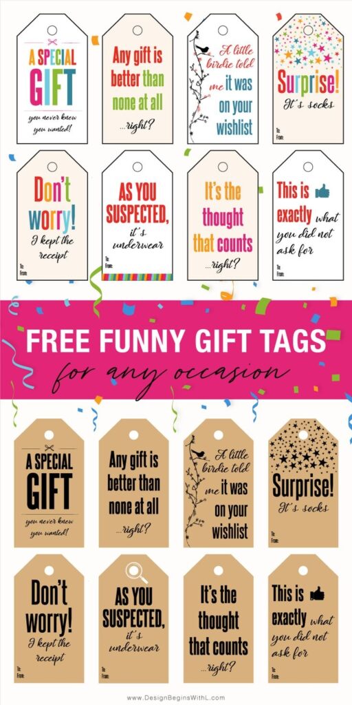 Free Funny Gift Tags For Any Occasion Printable PDF Funny Christmas Gift Tags Christmas Gift Tags Printable Christmas Gift Tags Diy