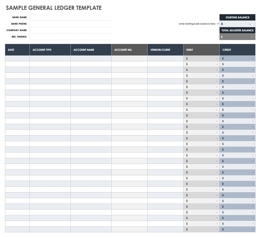 Free General Ledger Templates Smartsheet