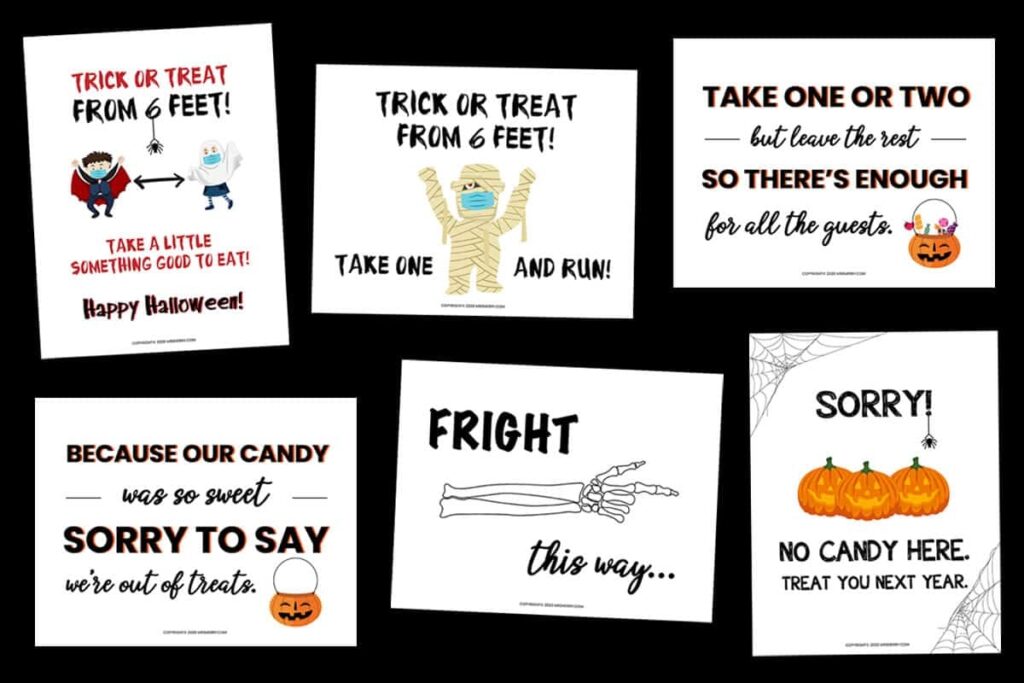 Free Halloween Trick or Treat Signs For Candy Mrs Merry