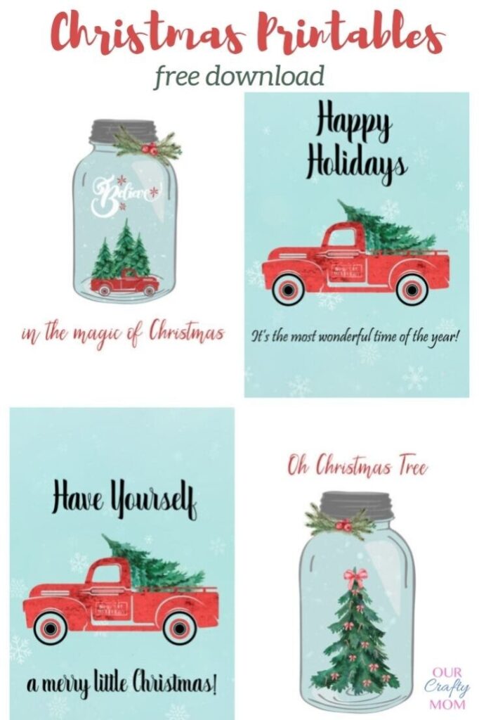 Free Printable Red Truck With Christmas Tree