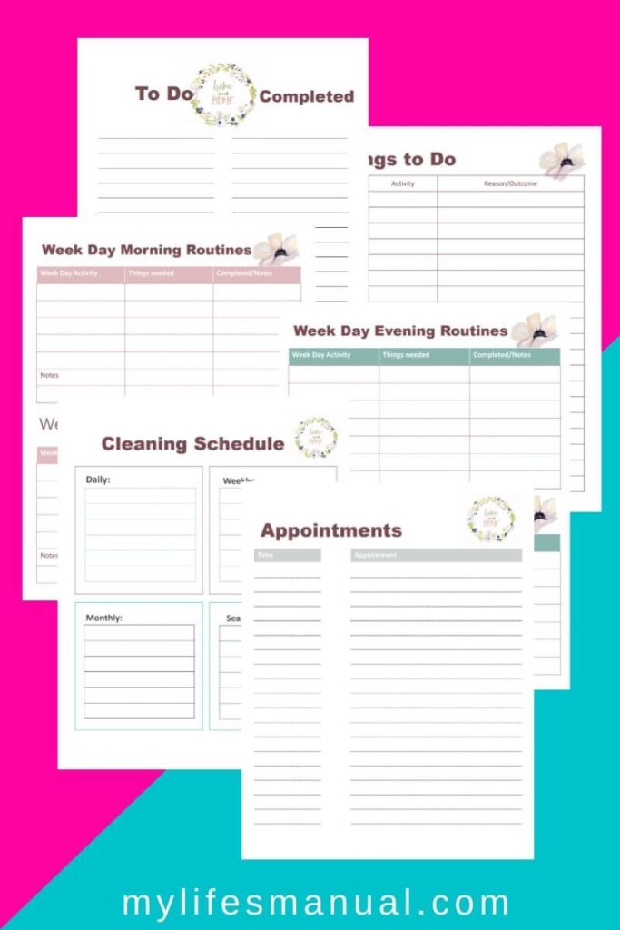 Free Home Organizing Printables Easily Organize Your Home And Schedule Mylifesmanual