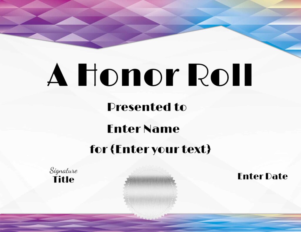 Honor Roll Certificates Printable Free