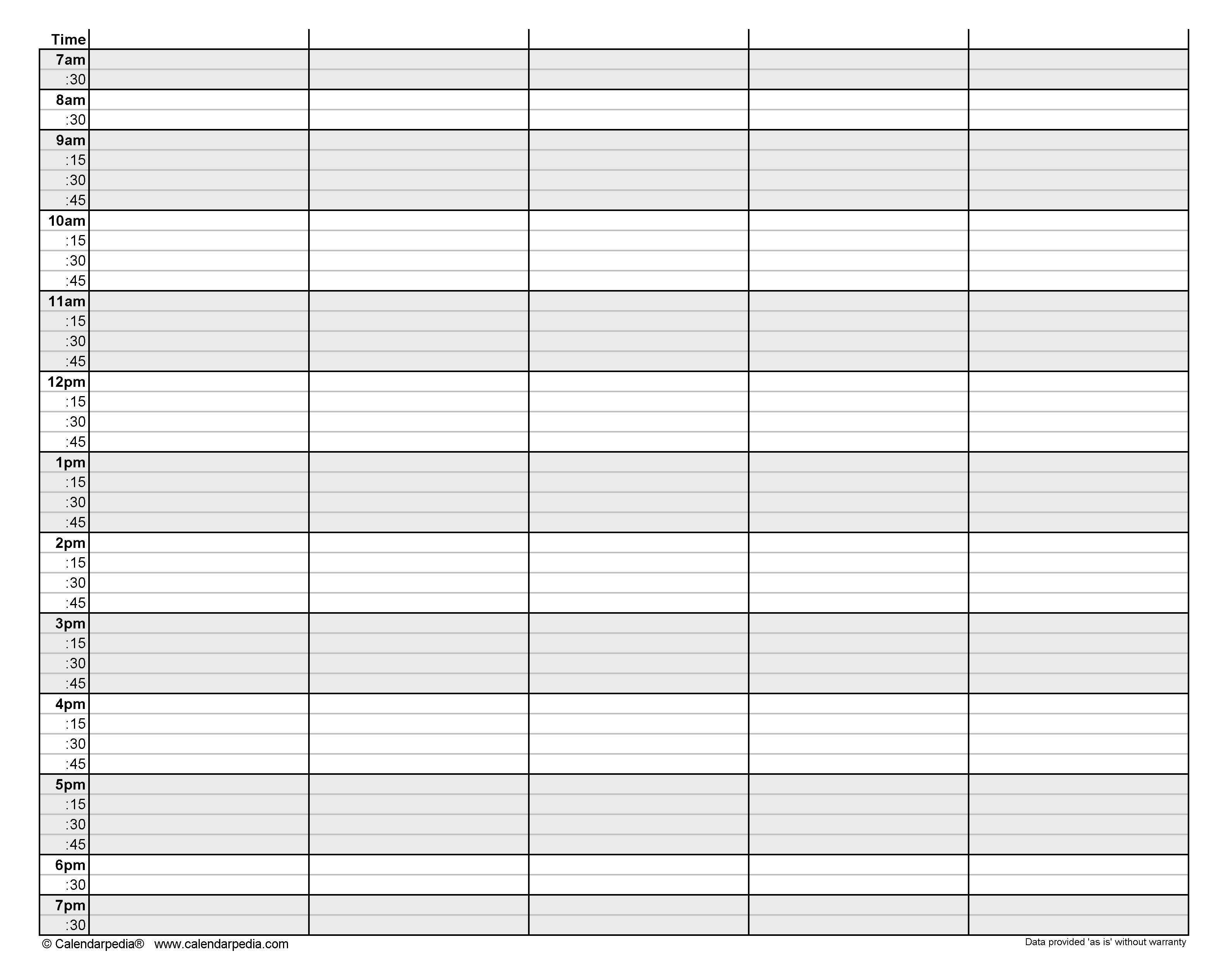 Free Hourly Schedules In PDF Format 20 Templates